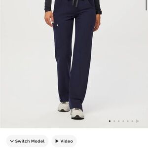 Figs Blue Track Pants with Elastic Cuffs and Drawstring Waist
